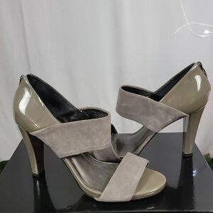 Talbots Emmie Smoke Grey Suede Leather Open‎ Toe Strappy Heels[SIZE 9.5] Leather